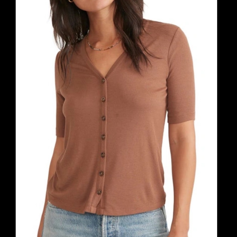 Marine Layer Lexi Rib Button Top (Small)